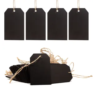 Black wooden tags with twine strings for crafts gift hanging labels holiday party decor