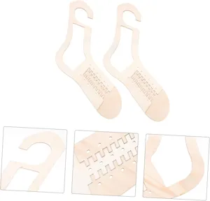 Wooden sock blocking boards DIY knitting display hangers detail view for craft lovers
