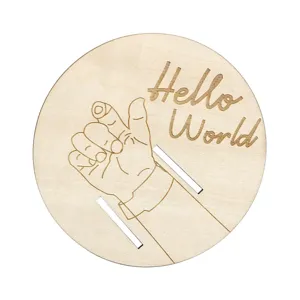 Hölzerne Baby Geburt Armband Gedenktafel Neugeborene Meilenstein Schild Display Karte