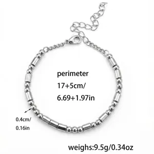 Stainless steel Morse code beaded bracelet detail shot, showing precise dimensions and weight.