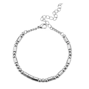 Stainless steel Morse code beaded bracelet with adjustable extension chain minimalist jewelry