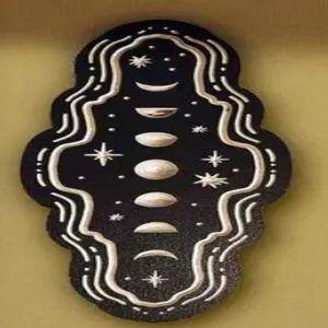 Wooden moon phase wall hanging celestial decor bohemian black plaque for home bedroom