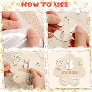 Hölzerne Baby Meilenstein Foto Requisiten monatliche Schild Blumenkarten DIY Wachstum