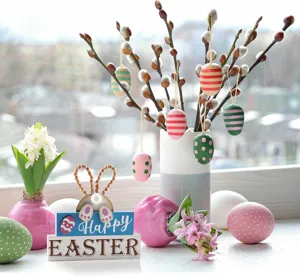 Pancarte en bois de Pâques lapin carotte ornement de table décoration de fête de printemps