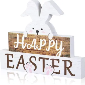 Panneau de table de Pâques en bois décoration lapin de printemps pour la jolie maison