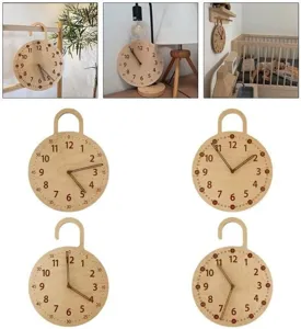 Japanischer Stil kreative Holz Wanduhr Kinderzimmer Heimdekoration leise runde Uhr
