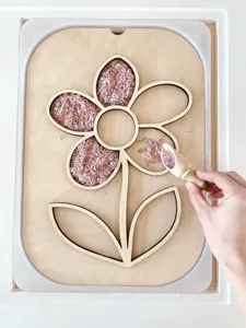 Bandeja sensorial de flor de madera juguete DIY ninos tabla clasificacion decoracion primavera