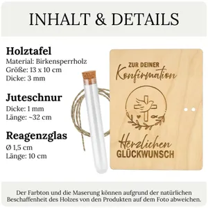 Holzgeschenk Geldgeschenk Konfirmation mit Reagenzglas und Juteschnur Set kaufen.