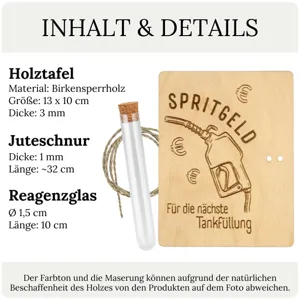 Holz Geldgeschenk Set mit Reagenzglas und Juteschnur für Geburtstag Hochzeit Party Geschenke.