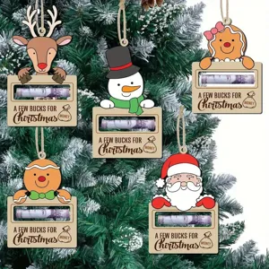 Weihnachten Holz Geldhalter Anhänger Set, süße Weihnachtsbaum Deko Holzschnitzerei Geschenke.