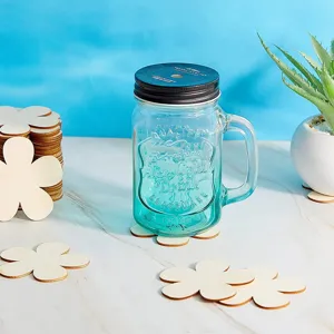 Wooden blank flower coasters for DIY painting, decorative wood pieces set for home table use.