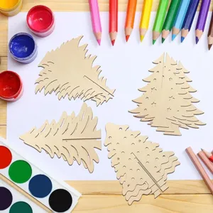 Wooden DIY 3D Christmas tree puzzle ornament desktop decoration party craft supply