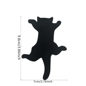 Wooden black cat silhouette door frame decoration detail view showing clear size measurements.