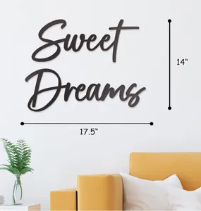 Targa da parete Sweet Dreams in legno decorazione camera da letto stile rustico arte murale
