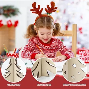 Detailed close-up of wooden Christmas tree showing smooth edges and cutouts style.