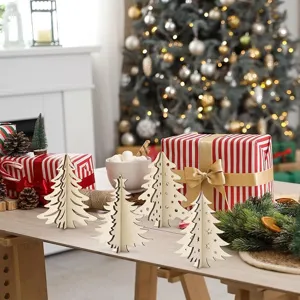 Wooden 3D mini Christmas tree table decoration, desktop ornament for holiday party