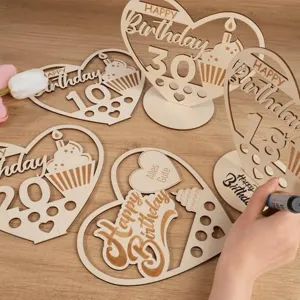 Soporte Regalo Dinero Cumpleaños Corazón Madera Decoración Mesa Número Nuevo