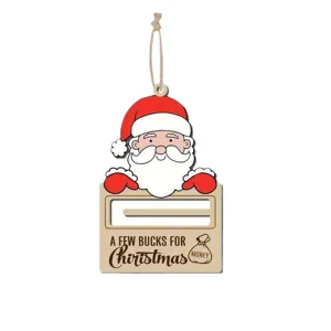 Hölzerner Weihnachtsmann Geldhalter Weihnachtsbaum Hängeornament Party Deko Hauptansicht