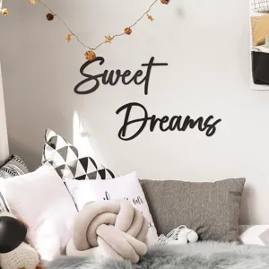 Targa murale in legno Sweet Dreams decorazione camera da letto moderna arte sospesa.