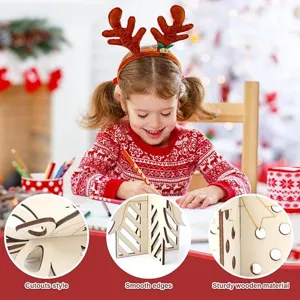 Wooden 3D Christmas tree decoration detail showing cutouts style, smooth edges and sturdy wood.