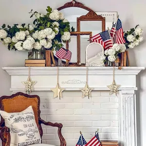Wooden star hanging decorations for holiday party and home indoor tabletop decor items