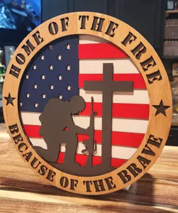 Wooden American Independence Day door sign patriotic soldier cross wall hanging home decor plaque