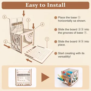 Wooden yarn holder storage box knitting tool organizer DIY assembly stand craft tool.