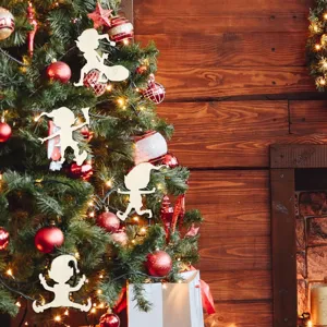 Set decorazioni sospese in legno gnomo elfo di Natale, ornamenti festivi per albero, decoro rustico.