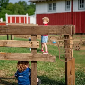 Houten koe alfabet hangend bord boerderij muur decor educatief hout ambacht