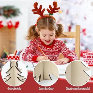 3D mini wooden Christmas tree table decoration holiday party ornament desktop display setup