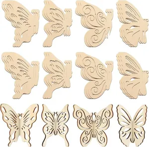 Papillon en bois 3D ornements d'assemblage artisanat en bois pour décoration de table.