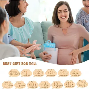 Wooden baby milestone cards cloud shape monthly photo props newborn memory keepsake gifts