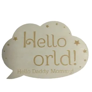 Wooden cloud milestone plaque for baby newborn birth announcement and monthly milestone photo props.