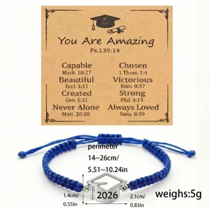 2026 Afstudeer gevlochten armband roestvrij staal kapje hanger met mooie wenskaart