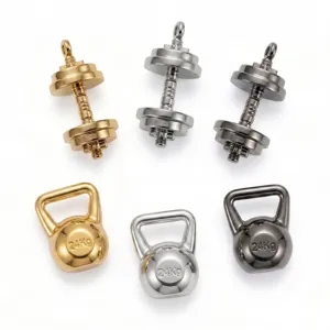 Pendentif Haltère Kettlebell en Alliage Sportif pour Homme Accessoires de Fitness Miniatures Électroplaqués Or Argent Noir Bijoux de Gym