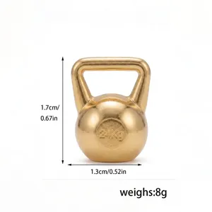 Pendentif mini kettlebell dore fitness sport gym accessoire en metal 1.7cm 8g style