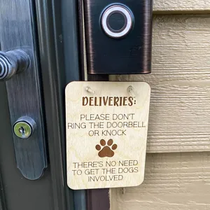 Letrero de madera para puerta por favor no tocar timbre aviso de perros diseño