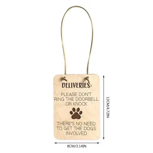 Letrero de puerta de perro de madera advertencia sin llamar placa colgante 12x8cm