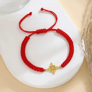 Roestvrij Staal Heksenknoop Hanger Handgemaakt Gevlochten Armband Verstelbare Touwketting Charm Armband Handsieraden Cadeau Voor Dames