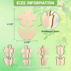 Fleur en bois puzzle 3D artisanat DIY pièce décorative guide des tailles affichage