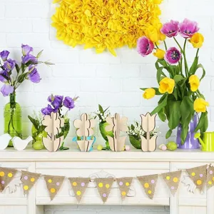 Ornements de puzzle de fleurs 3D en bois bureau décoration de fête de printemps affichage