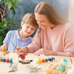 Kit de peinture artisanale 3D papillon en bois DIY pour enfants et décoration de table.