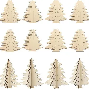 3D wooden mini Christmas tree desktop decoration DIY puzzle holiday party ornaments
