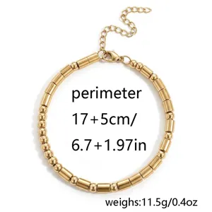 Edelstahl Röhren Perlen Armband Details, Retro goldene Morsecode Kette für Damen.