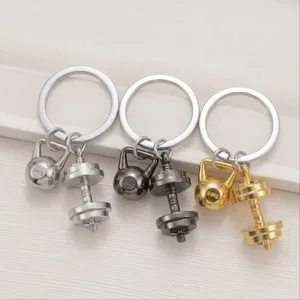 Fitness Dumbbell Kettlebell Keychain Metal Sports Weightlifting Key Ring For Gym Men Women Car Bag Charm Accessory