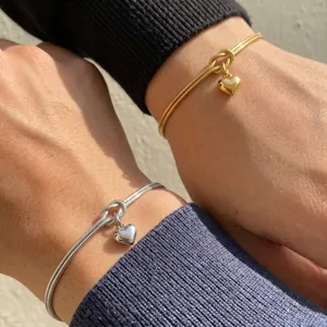 Minimalistische Roestvrijstalen Hart Hanger Armband Vrouwen Mannen Goud Zilver Vergulde Slangenketting Liefdesknoop Armband Mode Sieraden