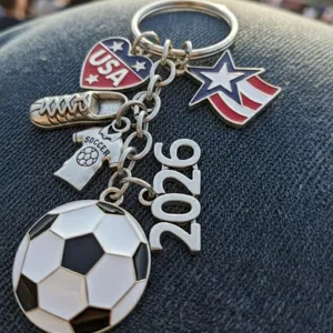 2026 soccer keychain with multi sports charms metal keyring for football fans fans gift
