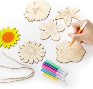DIY unvollendete Holzblumen Ausschnitte Malset mit bunten Markern fur Kinder Basteln