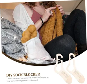 Wooden sock blockers for DIY hand knitting, smooth surface for easy yarn shaping.