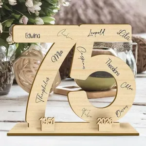 Custom wooden number 75 sign birthday party tabletop decor personalized anniversary plaque